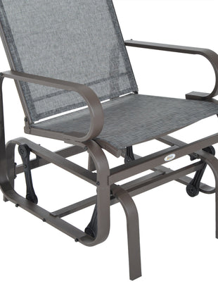Outdoor Patio Glider Rocker, Metal High-Back Chair for Outdoor Use - Gray