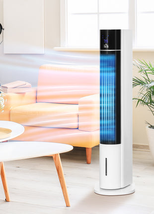 42" 3-In-1 Air Cooler, 52° Oscillating Portable Swamp Cooler with Humidifier, 3 Modes, 3 Speeds, 12H Time, White