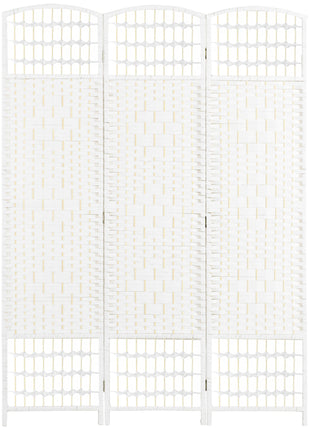 3 Panel Folding Room Divider Portable Privacy Screen Wave Fiber Room Partition for Home Office White
