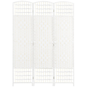 3 Panel Folding Room Divider Portable Privacy Screen Wave Fiber Room Partition for Home Office White