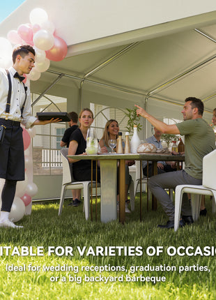 23' x 39' Large Outdoor Carport Canopy Party Tent with Removable Protective Sidewalls & Windows, White