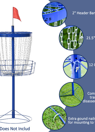 Portable Disc Golf Basket Target with 24-Chain, Travel Bag, Dark Blue