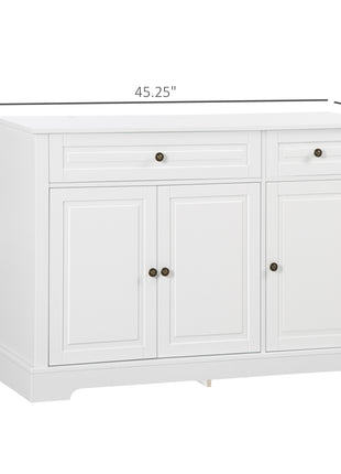 Sideboard Buffet Cabinet, Modern Accent Cabinet with 2 Drawers and Adjustable Shelves, Entryway Cabinet, White