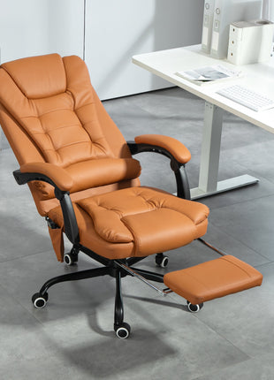 7-Point Vibrating Massage Office Chair High Back Massaging Office Desk Chair with Lumbar Support, Footrest, Light Brown