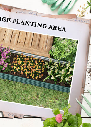 8x2x2ft Galvanized Raised Garden Bed Kit with Safety Edging for Flowers, Herbs and Vegetables, Green