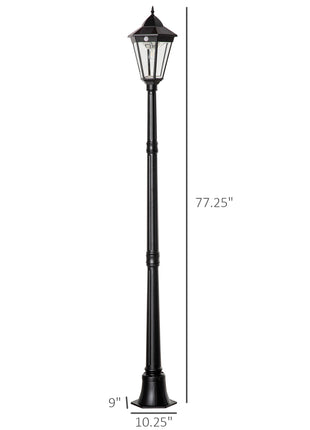 76.5" Solar Lamp Post Light, Dusk to Dawn Vintage Style Street Light, Aluminum Solar Powdered Lamp, PIR Motion Sensor for Garden, Lawn, Pathway, Driveway, Black