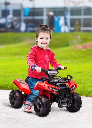 6V Battery Powered Electric ATV, Quad Four Wheeler Ride On Toy Car w/ LED Headlights for Kids Toddlers, Red