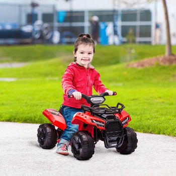 6V Battery Powered Electric ATV, Quad Four Wheeler Ride On Toy Car w/ LED Headlights for Kids Toddlers, Red
