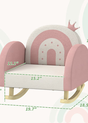 Kids Rocking Chair, Princess Crown Toddler Chair, Children's Armchair Rocker for Bedroom, Playroom, Pink