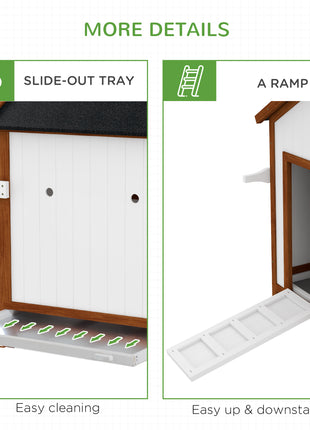 47" Chicken Coop, Wooden Chicken House Raised Rabbit Hutch with Waterproof Roof, Nesting Box and Handles for 3-5 Hens, Poultry Cage Portable Hen Pen for Backyard
