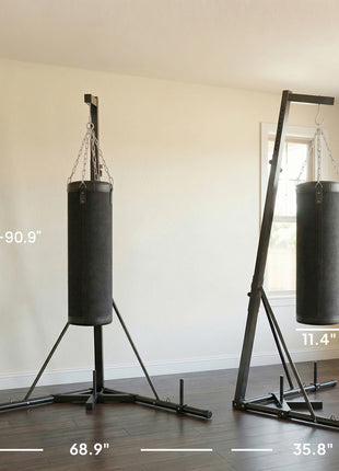 Punching Bag with Stand for Adults, 72.8"-90.9" Height Adjustable Freestanding Boxing Stand with Canvas Sandbag, Black