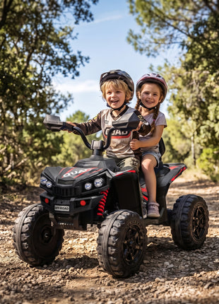 24V 2 Seater Ride On Toys, Kids ATV 4 Wheeler with Dual Motors, High & Low Speed for Boys Girls Aged 3-8 Years, Black