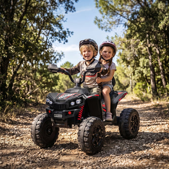 24V 2 Seater Ride On Toys, Kids ATV 4 Wheeler with Dual Motors, High & Low Speed for Boys Girls Aged 3-8 Years, Black
