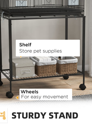 Double Stackable Bird Cage on Wheels w/ Stand, for Canaries
