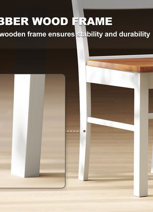 Farmhouse Dining Table Chairs, Set of 2 Rubber Wood Kitchen Table Chairs with Open Back for Living Room, Light Gray