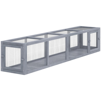 Wooden Cat Run with Weather Protection, Connecting Inside and Outside, 79"L x 15"W x 15"H, Dark Gray