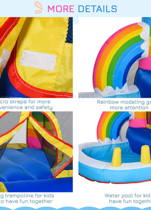 Inflatable Bounce House for Kids 2-in-1 Jumping Castle for Indoor Outdoor Party with Trampoline, Pool, Carry Bag & Air Blower