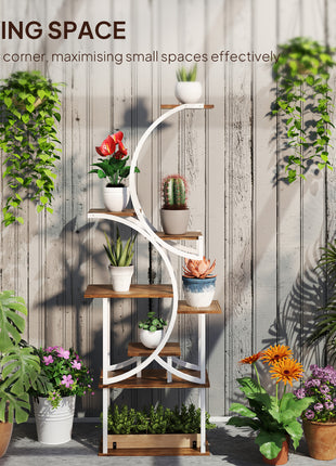Plant Stand Indoor, 8 Tier 62" S-Shaped Plant Shelf, Corner Plant Rack for Multiple Plants, Carbonised Finish