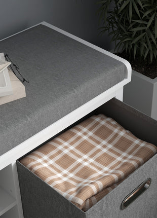Shoe Storage Bench with Cushioned Seat, Entryway Bench Seat with 2 Drawers and Adjustable Shelf for Hallway, White