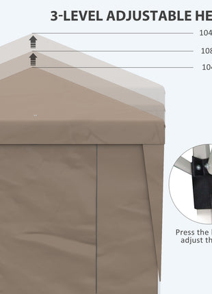 10' x 19.5' Pop Up Canopy Tent Height Adjustable Event Shelter w/ Sidewalls, Leg Weight Bags, Wheeled Carry Bag, Brown