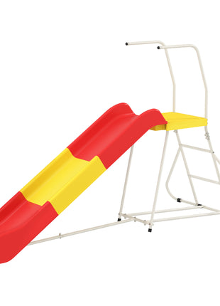 6ft Slide for Kids, Metal Freestanding Playground Equipment with Climbing Ladder, for Backyard, Outdoor, Indoor, Red