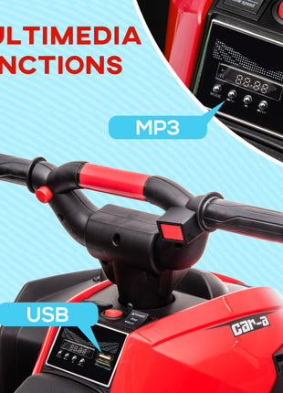12V Kids ATV Quad Car with Forward & Backward Function, Four Wheeler for Kids with Wear-Resistant Wheels, Music, Electric Ride-on ATV for Toddlers Ages 3+ Years Old, Red