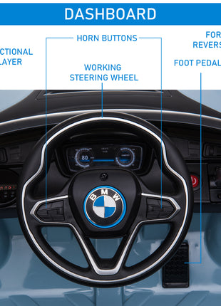 Licensed BMW I8 Coupe 6V Electric Car, Kids Ride-On Car, Battery Powered Toy with Remote Control Music Horn Lights Suspension for 37-96months Old, Blue