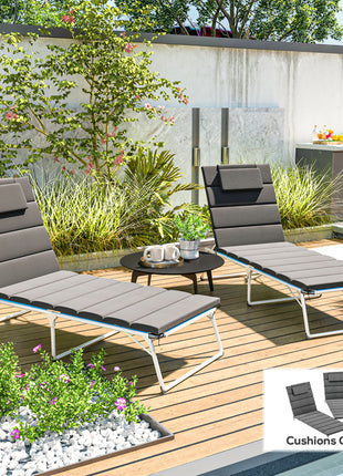Foldable Chaise Lounge Cushion Set of 2, Outdoor Lounge Chair Cushion Set, UPF50+ 230gsm Olefin, 80" x 26" Dark Gray
