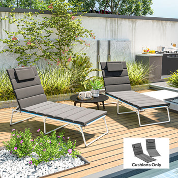 Foldable Chaise Lounge Cushion Set of 2, Outdoor Lounge Chair Cushion Set, UPF50+ 230gsm Olefin, 80" x 26" Dark Gray