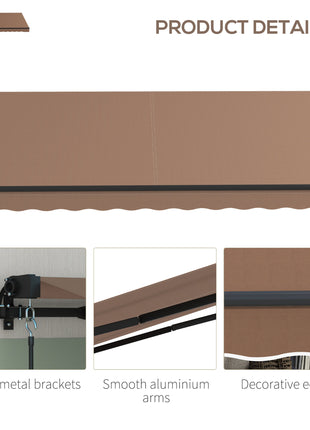 12' x 10' Retractable Awning, 280gsm UV Resistant Sunshade Shelter for Deck, Balcony, Yard, Coffee