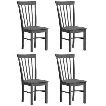 Wooden Dining Chairs Set of 4, Farmhouse Upholstered Kitchen Chairs with Rubber Wood Frame, Black and Gray