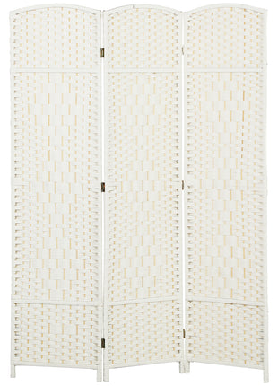 Folding Room Divider Screen 3 Panel 6' Tall Privacy Screen Freestanding Wood Partition for Home Office, White