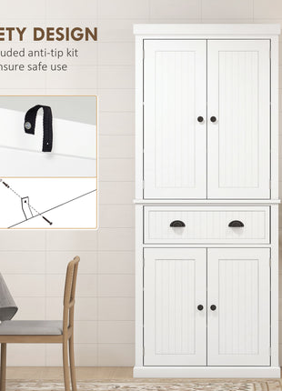 72" Kitchen Cabinet, Pantry Storage Cabinet with Doors and Shelves
