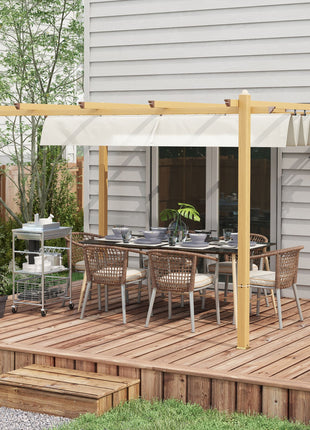 10' x 13' Retractable Pergola Canopy, Aluminum Pergola Sun Shade Shelter for Garden, Patio, Backyard, Deck, Cream