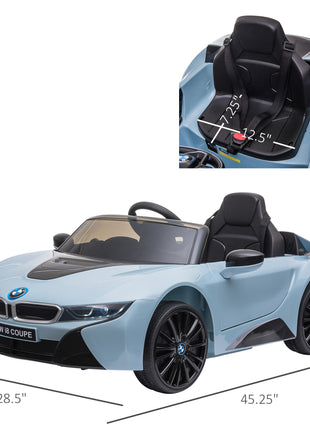 Licensed BMW I8 Coupe 6V Electric Car, Kids Ride-On Car, Battery Powered Toy with Remote Control Music Horn Lights Suspension for 37-96months Old, Blue