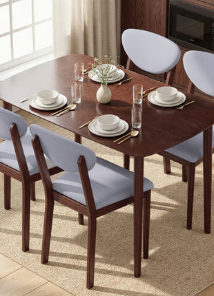 5-Piece Dining Table Set for 4, Mid-Century Modern Kitchen Table and Chairs, Light Gray