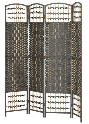 4 Panel Room Divider, Folding Screen, 5.6', Dark Gray