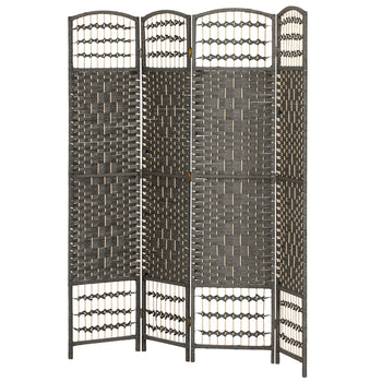 4 Panel Room Divider, Folding Screen, 5.6', Dark Gray