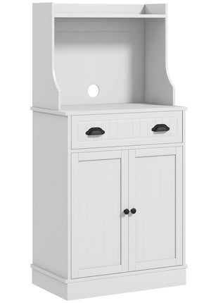Kitchen Microwave Cabinet with Drawer, Cabinet and Adjustable Shelf, Buffet Cabinet with Hutch for Dining Room, White