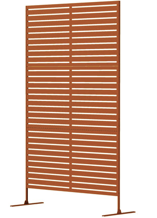Decorative Privacy Fence Screen, Metal Outdoor Privacy Screen Climbing Plant Trellis with Stand, 78" H x 48" W, Brown