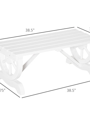 2-Person Wooden Garden Bench, Outdoor Wagon Wheel Porch Bench for Backyard Garden, Support 550 LBS, Rustic Country Style Patio Furniture, White