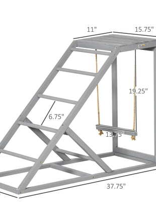 Chicken Activity Play for Healthy & Happy Animals, Swing Set with Chicken Perches & Hen Ladder, Chicken Coop Toy, Gray
