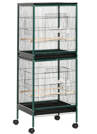 Large Bird Cage with 1.7 ft. Width for Wingspan, Bird Aviary Indoor with Multi-Door Design, Fit for a Canary, Finch, Conure, 55", Green