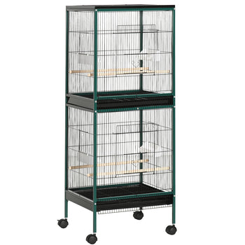 Large Bird Cage with 1.7 ft. Width for Wingspan, Bird Aviary Indoor with Multi-Door Design, Fit for a Canary, Finch, Conure, 55", Green