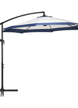 10FT Cantilever Umbrella, Offset Patio Umbrella with Crank and Cross Base for Deck, Backyard, Pool and Garden, Hanging Umbrellas, Navy Blue