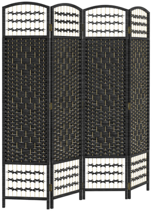 4 Panel Room Divider, Folding Screen, 5.6', Black