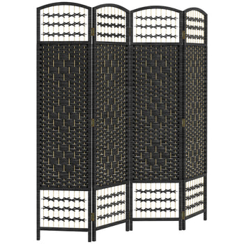 4 Panel Room Divider, Folding Screen, 5.6', Black
