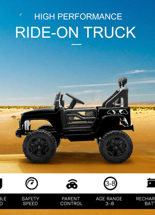 12V Battery Powered Kids Ride On Car Off Road Truck Toy w/ Parent Remote, Black