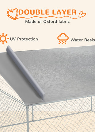 Dog Kennel Outdoor Dog Run w/ Canopy, 13' x 13' x 7.5'