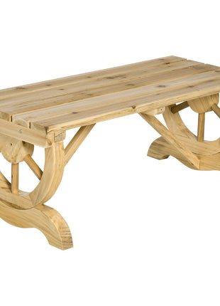 2-Person Garden Bench Outdoor Wagon Wheel Porch Bench for Backyard, Patio, Garden Natural